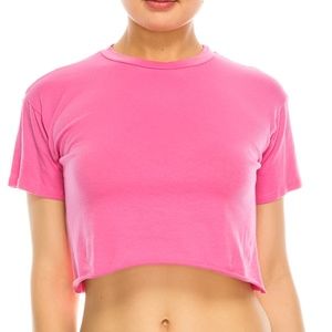 new Calssic loose fit basic crew neck crop top